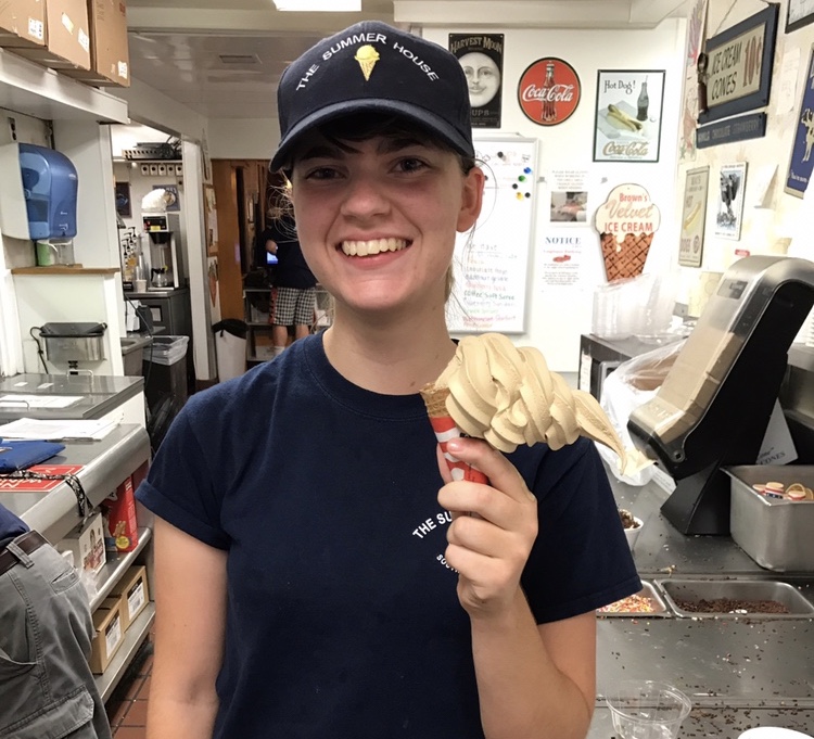 Sarah holding a failed ice cream cone